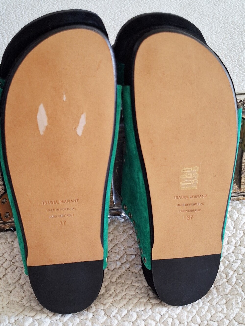 ISABEL MARANT Lennyo Buckle Up Slide Sandals Green Women's EU 37  US 7 Org $580 - Picture 5 of 10